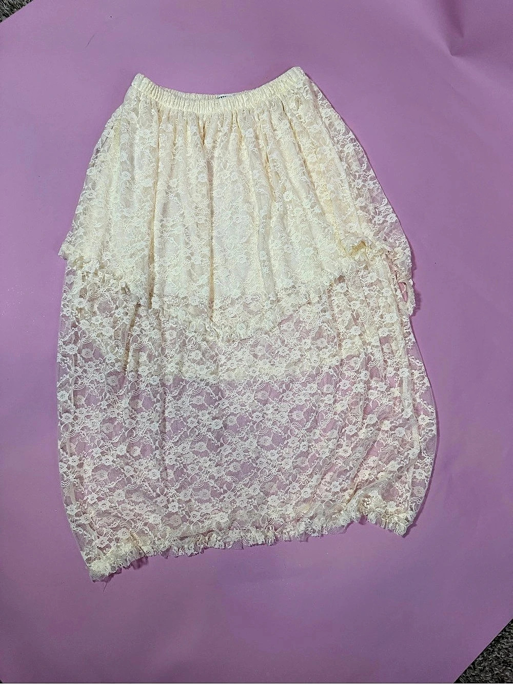 Earthbound Floral Lace Mini Skirt Cream Medium Like New